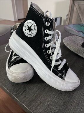 Converse Black and White High Top Platform Sneakers 8
